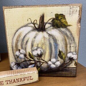 White Pumpkin Block Sign